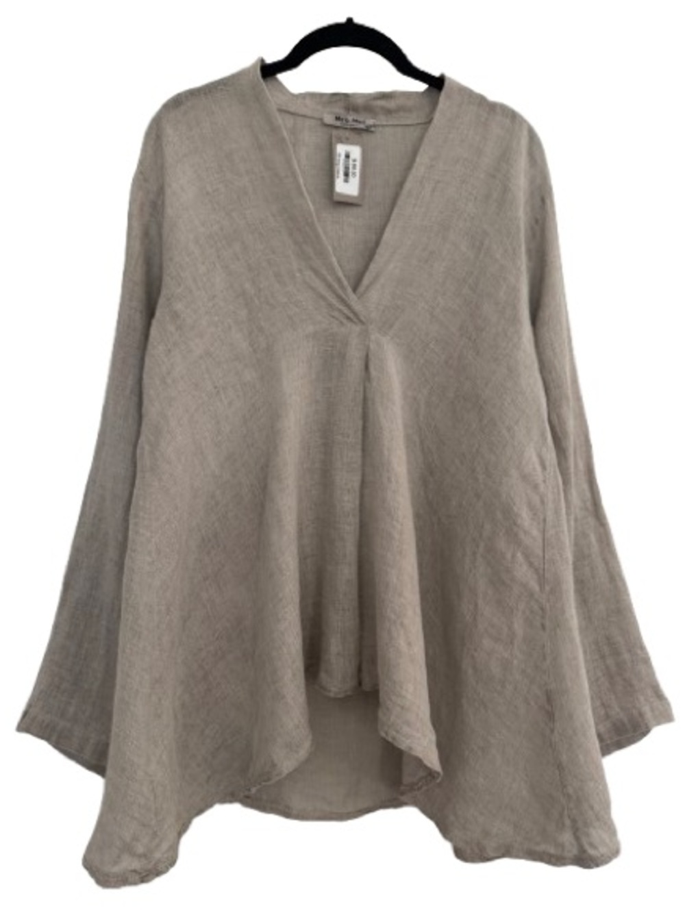 NWT Meo Meli Long Sleeve Top Roll Up Sleeve Blouse Linen Drapey Lagenlook